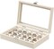 Ring Holder Organizer Box,Jewelry Ring Display Case, Earring Necklace Storage Tray With Top Glass Lid